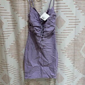 Purple Ruched Mini Dress